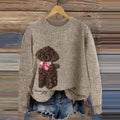 Comstylish Cute Toy Poodle Embroidery Dog Art Cozy Sweater