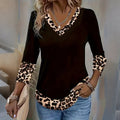 Comstylish Women's Retro Leopard Print Long-sleeve T-shirt