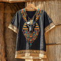 Ancient Egyptian Anubis Inspired V Neck Linen T Shirt elevenforest