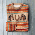 Vintage Horse Head Print Contrast Sweater elevenforest