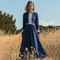Elegant Greek Key Print Midi Dress elevenforest