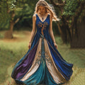 Viking Tree Of Life Patchwork Belt Maxi Dress elevenforest