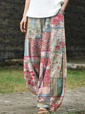 Vintage Floral Patchwork Printed Women's Loose Linen Pants elevenforest