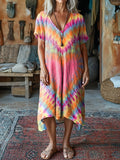Women's Colorful Love Heart Tie Dye Print Pocket Cotton Dress