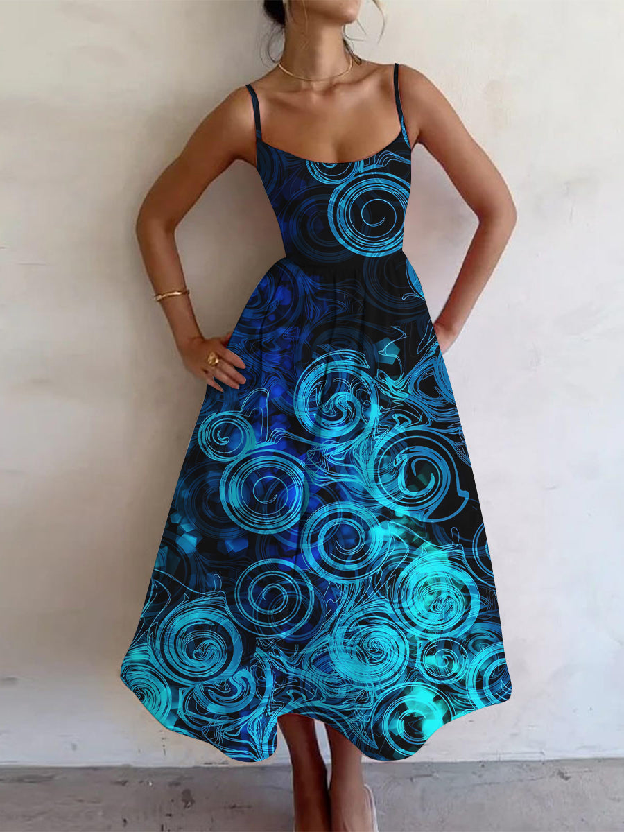 Women's Vacation Retro Art Print Dress