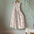 Vintage Floral Art Linen Midi Dress elevenforest