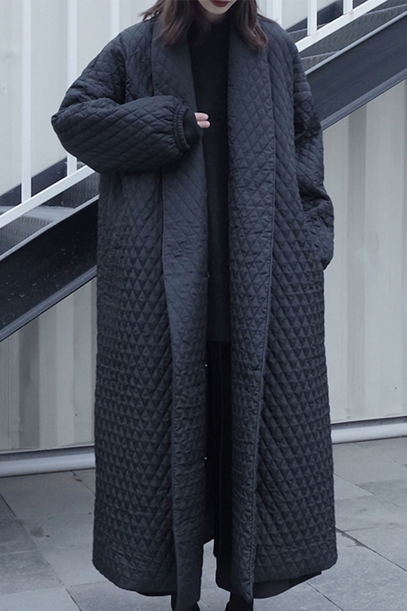 Pocket Texture Turndown Collar Overcoat