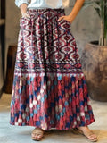 Women's Vintage Floral Patchwork Art Print Cotton Skirt elevenforest