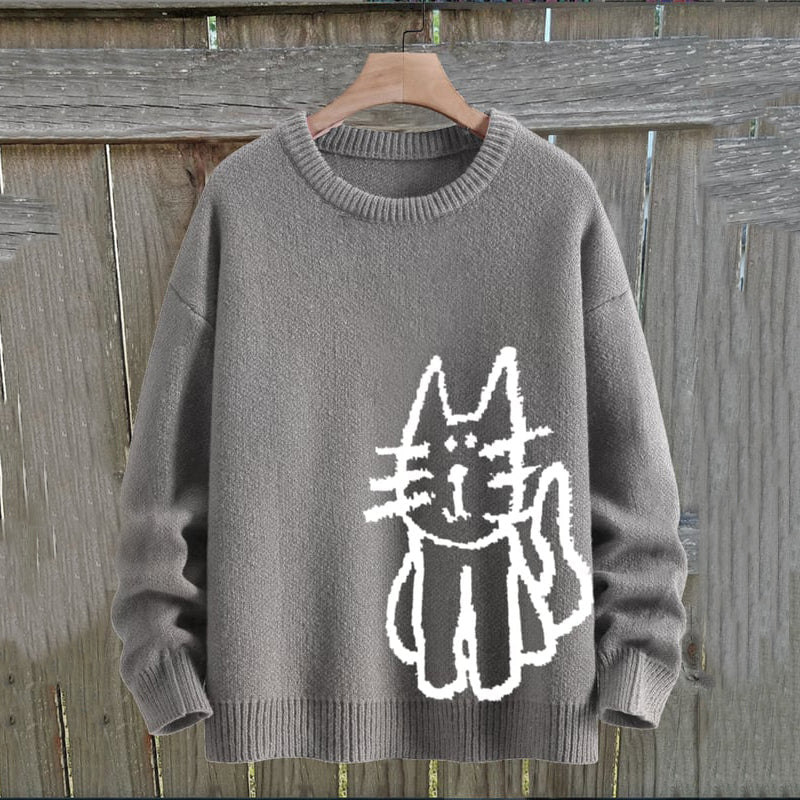 Women's Cat Knitted Art Cozy Sweater artswardrobe