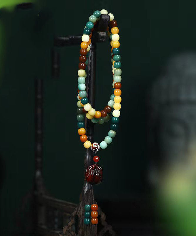 Colorblock Bodhi Red Sandalwood Buddha Bead Lariat Necklace