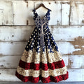 Women's Vintage Independence Day With Life Of Tree Art Linen Midi Dress elevenforest