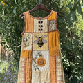 Women's Vintage Bee And Sunflower Art Print Sleeveless Dress elevenforest