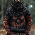 Halloween Pumpkin Smiley Face Woven Vine Hooded Sweater elevenforest
