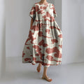 Japanese Art Cloud Print Loose Casual Midi Dress elevenforest