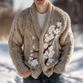 Men's Vintage Fairman Island Cherry Blossom Knit Warm Sweater Cardigan elevenforest
