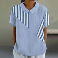 Women'S Vintage Contrasting Colors Stripe Pattern Casual Lapel Shirt elevenforest