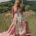 Women's Embroidered Quilted Beaded Patchwork Maxi Dress elevenforest