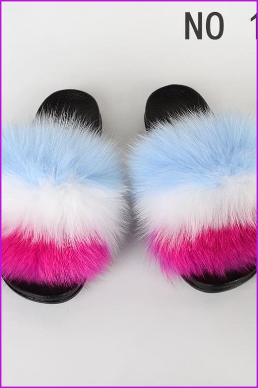{5-7 Days Wait for Make} New Color Fox Fur Slides F639
