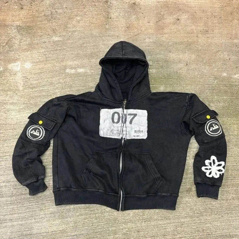Dark Zipper Joined Hoodie