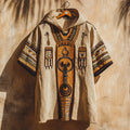Ancient Egyptian Inspired Patchwork Hooded Linen Shirt elevenforest