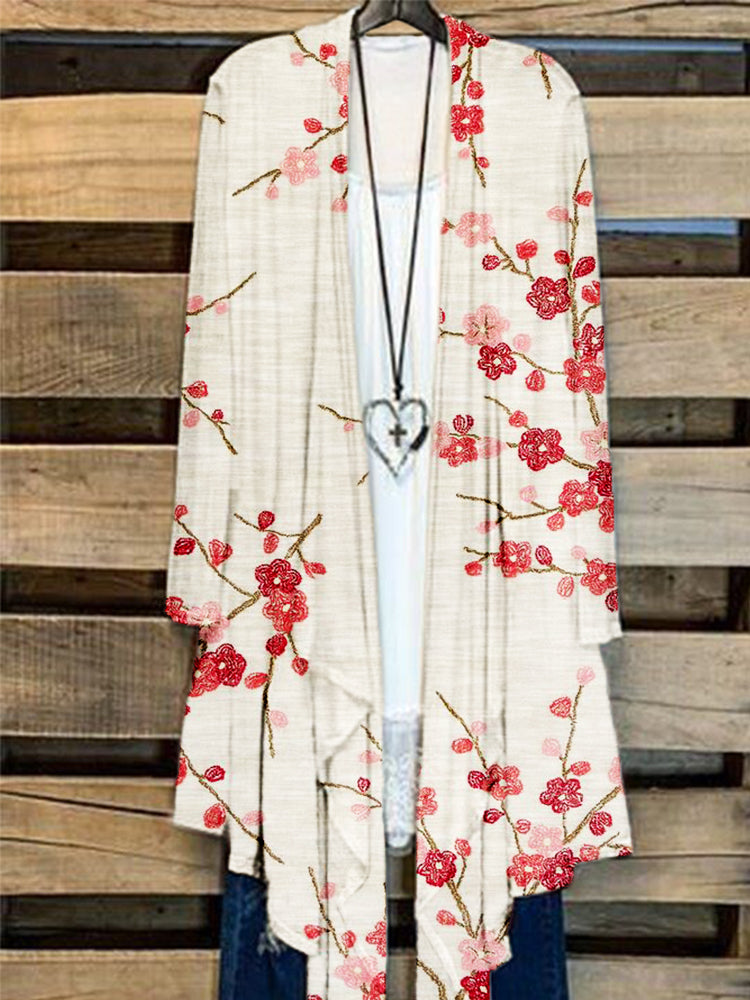 Plum Blossom Embroidered Art Flowy Cardigan elevenforest