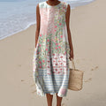 Women's Floral Patchwork Pattern Design Midi Tank Dress elevenforest