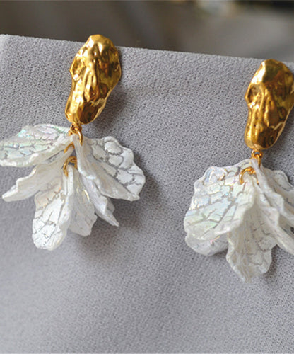 Simple White Acrylic Silver Stud Earrings