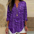 Women's Vintage Floral Art Print V-neck Shirt elevenforest