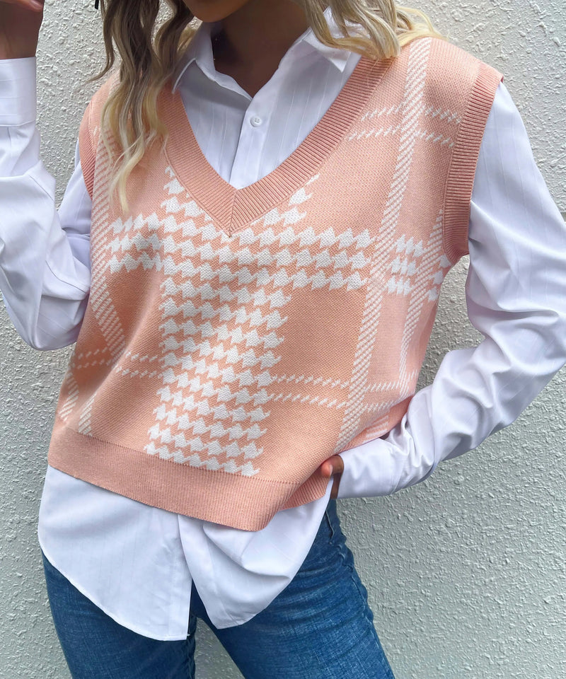 Harvard Knit Sweater Vest - Pink