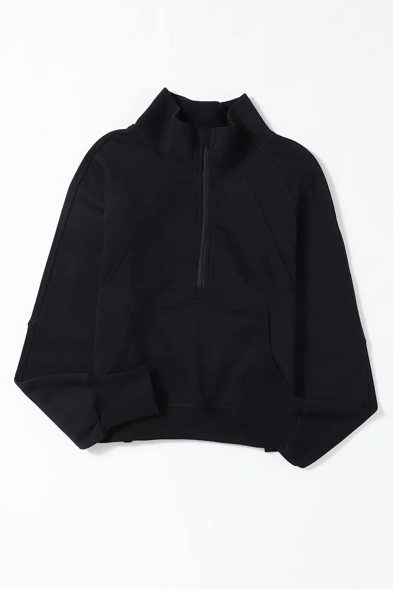 Black Ribbed Thumbhole Sweatshirt