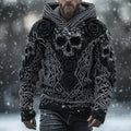 Men's Vintage Skull-print Hooded Sweater elevenforest