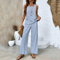 Stripe Sleeveless Double Layer Tank Pants Two Piece Set elevenforest