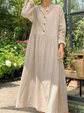 Women's Cotton and Linen Loose Casual Dress