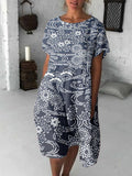 Vintage Flowers Japanese Flowy Midi Dress