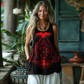 Women's Viking Triangle Rune Print Cotton And Linen Vest elevenforest