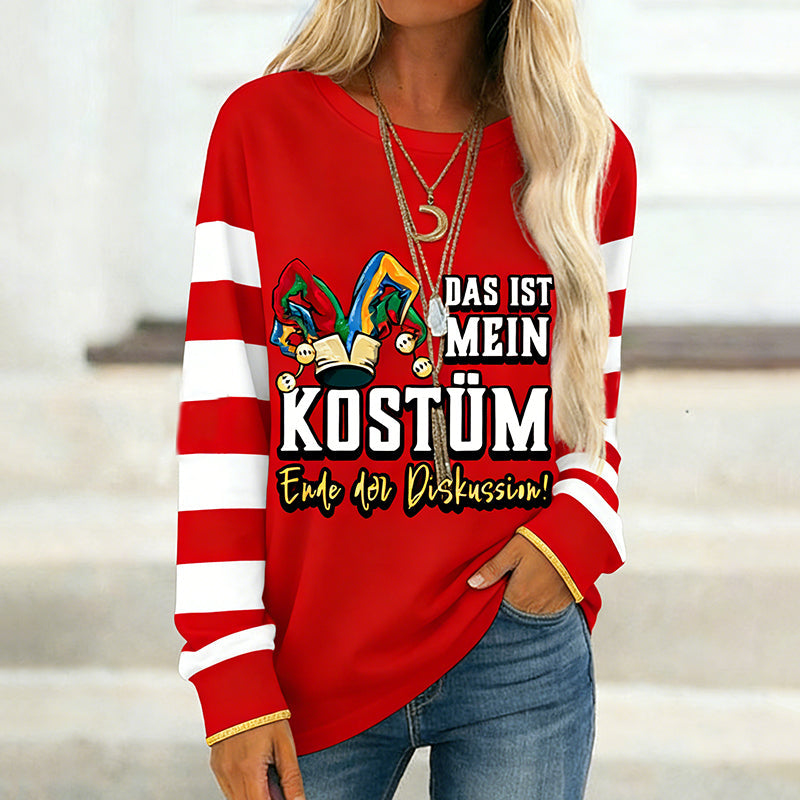 Comstylish Women's Cologne Carnival Graphic Round Neck Long Sleeve Tunic