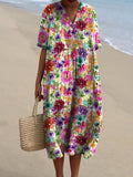 Lovely Watercolor Summer Floral Printed Women's Flowy Dress