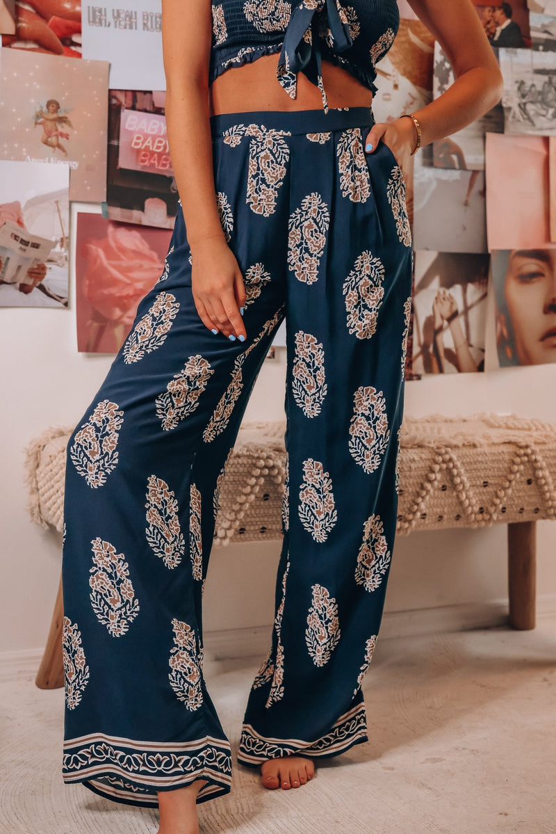 Clothing Two Piece Bow Tank Top Printed Wide Leg Pants Thin Pants
