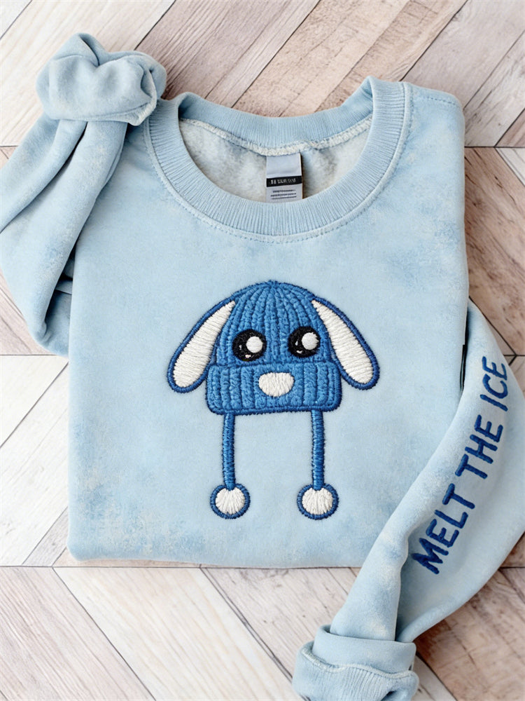 Comstylish Melt The Ice Bunny Hat Cozy Washed Sweatshirt
