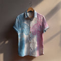 Comstylish Butterfly Trans Flag Colorblock Linen Shirt