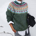 Retro Geometric Pattern Knitted Print Cozy Sweater elevenforest