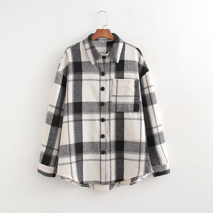 Autumn Plaid Brushed Shirt College All Matching Cardigan