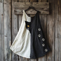 Cute Black Cat And Paw Embroidered Art Linen Contrast Color Mini Dress elevenforest
