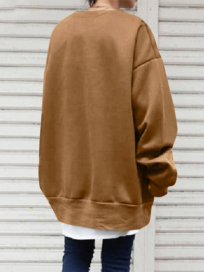 Loose Color Round-neck Sweatshirt Top