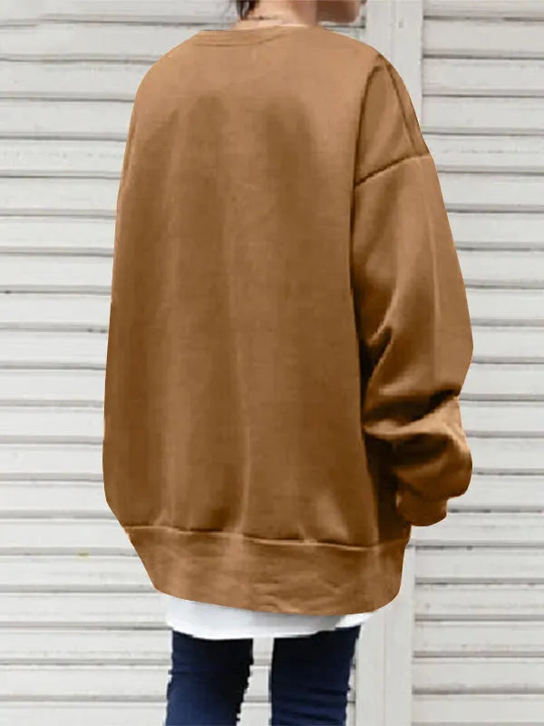 Loose Color Round-neck Sweatshirt Top