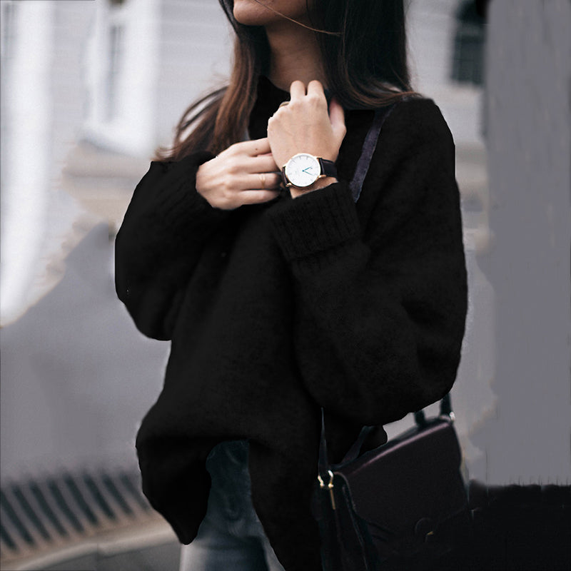 Vintage Loose Crew Neck Solid Color Sweater elevenforest