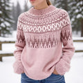 Comstylish Women's Iceland Wave Jacquard Comfort Knit Sweater