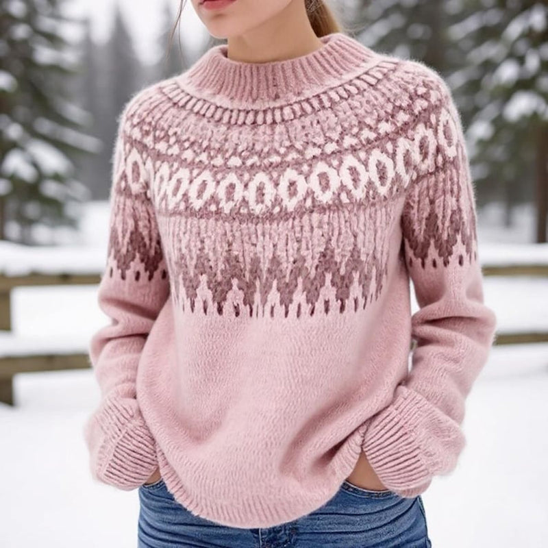 Comstylish Women's Iceland Wave Jacquard Comfort Knit Sweater