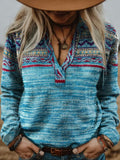 Women's Retro Western Print Sweater elevenforest