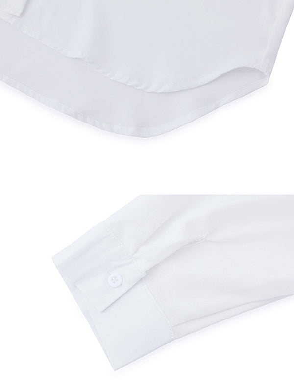 High-low Irregular Clipping Color Split-joint Lapel Blouses